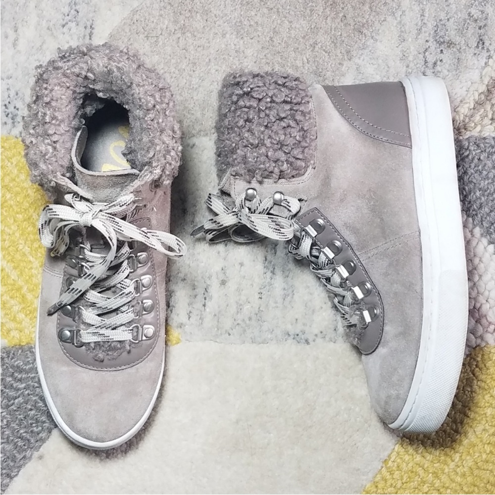 Sam Edelman Taupe Ankle Boots High Top Sneakers 6